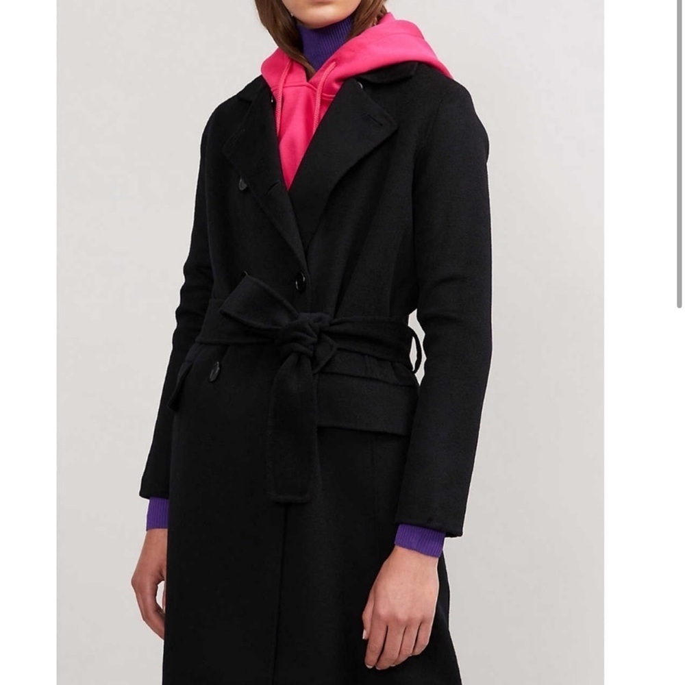 Maje Geola Long Double-Faced Wool Belted Long Coat size S - Picture 3 of 13